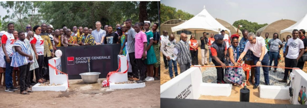 Newly constructed borehole and water tank provided to the Kpenoe Traditional Area.